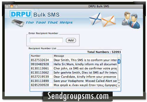 Screenshot of GSM Bulk SMS Mac
