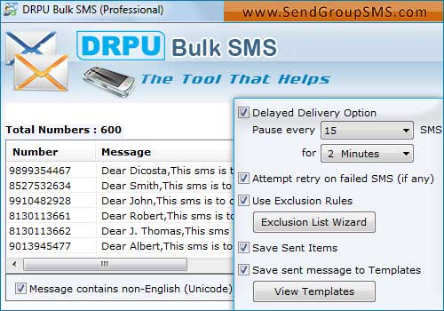 Screenshot of SMS Da Internet