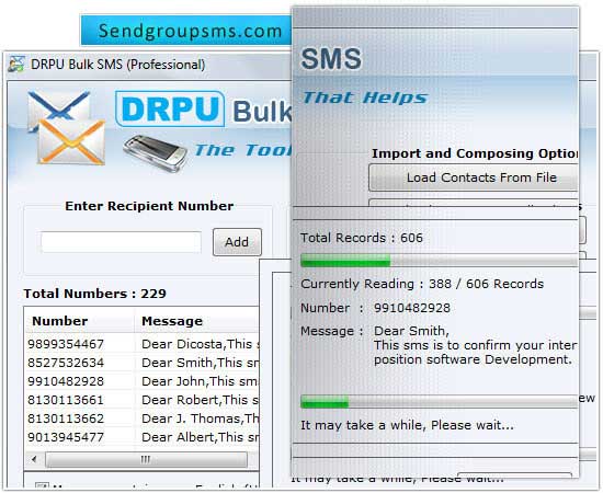 Screenshot of SMS Dal Web