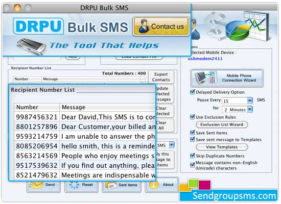 Screenshot of Mac Bulk SMS Software
