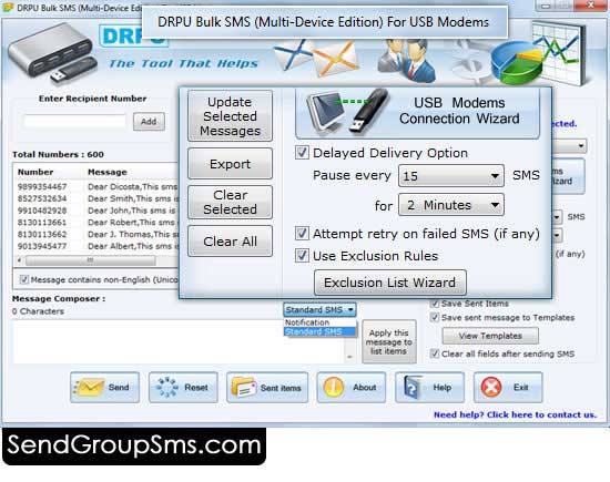 Screenshot of SMS Gateway Modem