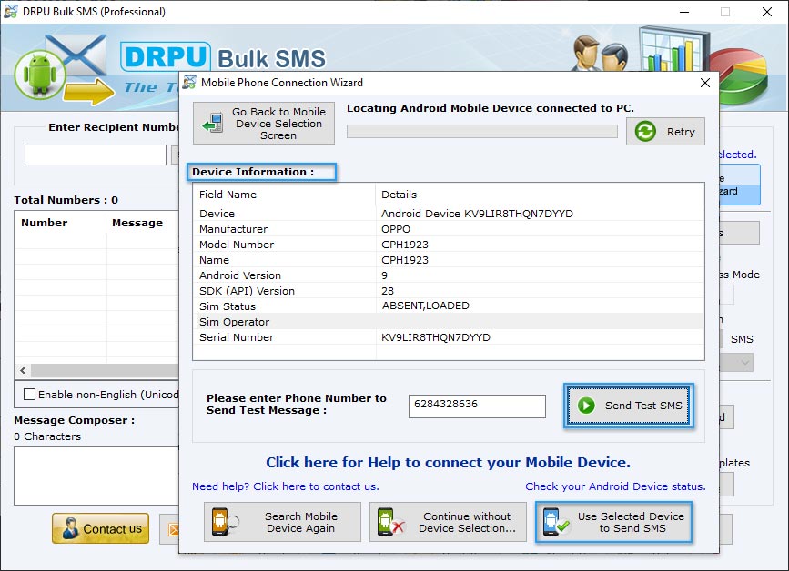 Use Selected Device to Send SMS