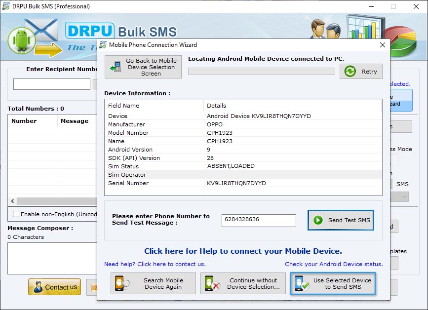 Use Selected Device to Send SMS