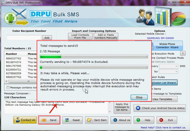 Current status of SMS sending process