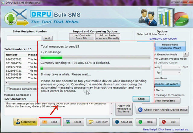 Current status of SMS sending process Current status of SMS sending process