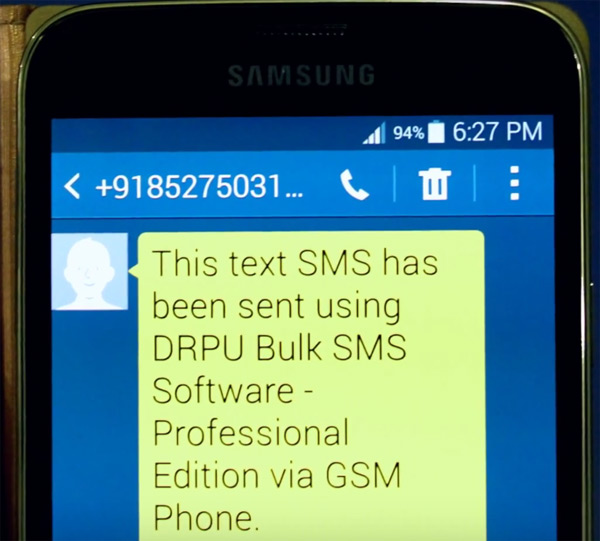 SMS received at recipient mobile device
