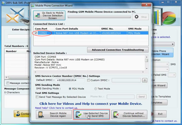 Mobile Phone Connection to Software