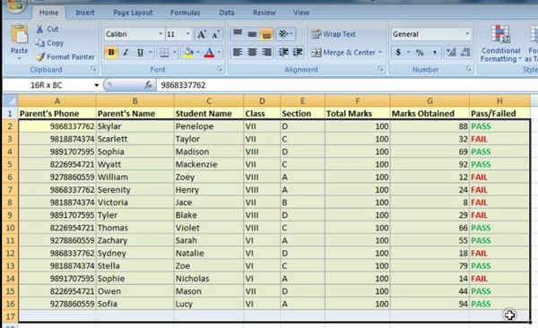 Excel file for composing dynamic personalized messages