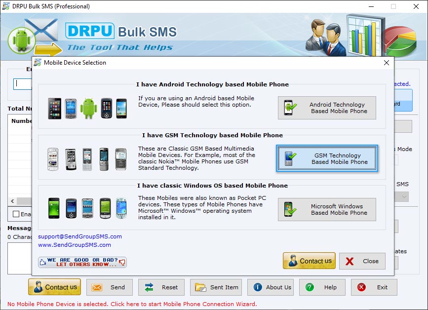 Open DRPU Bulk SMS Software to connect mobile phone with software