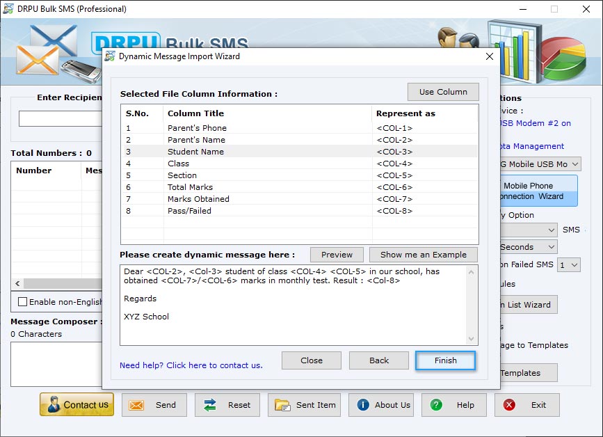 Create dynamic message using excel file data