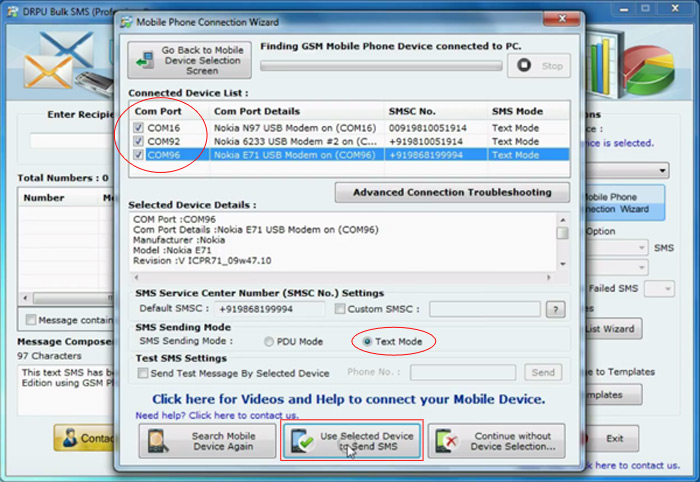 Mobile Phone Connection Screen Mobile Phone Connection Screen