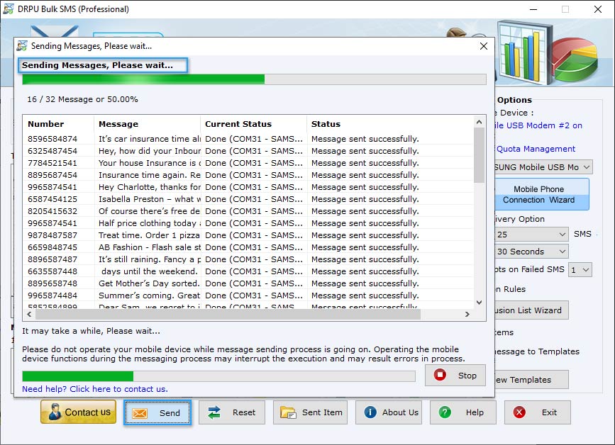 Current Status of SMS Sending Process