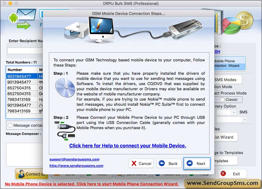 Connect GSM Mobile Device to the Computer