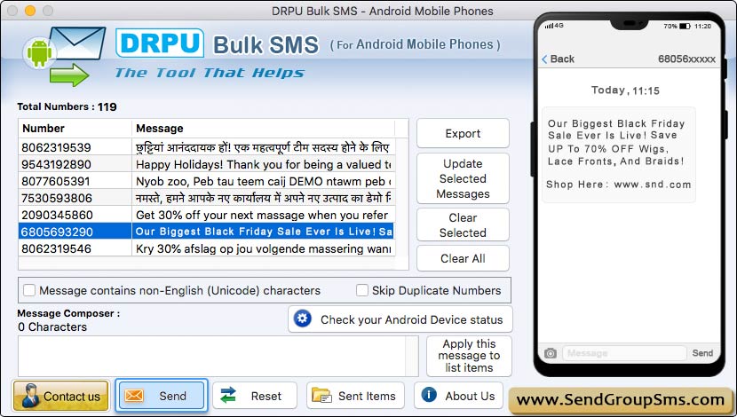 Mac Bulk SMS Software for Android Mobile