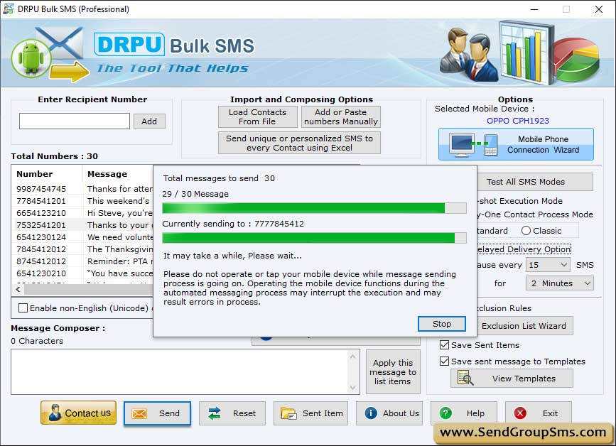 SMS Sending Process