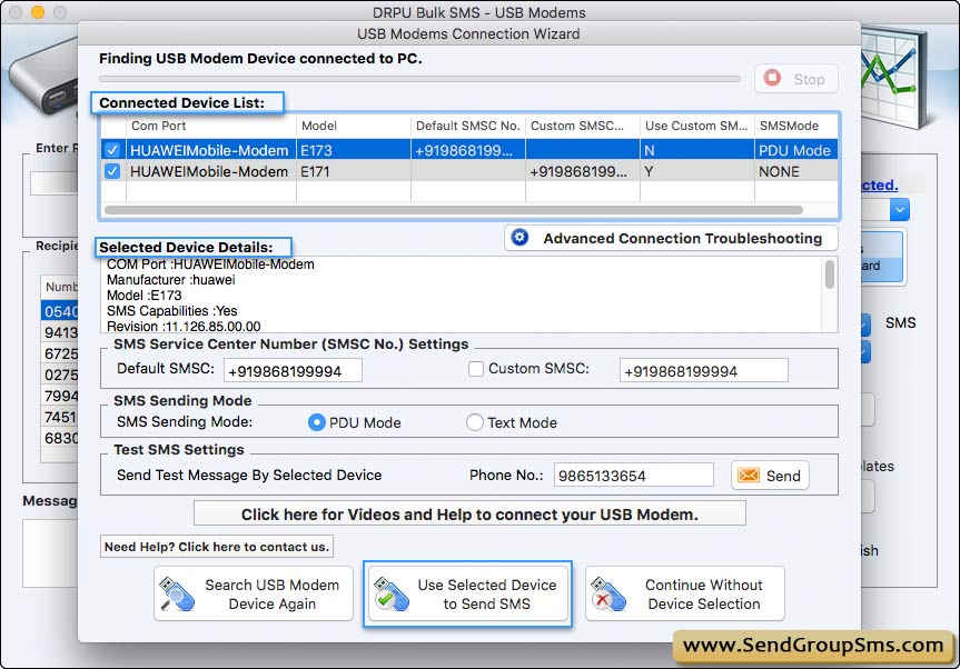 USB Modem Connection wizard USB Modem Connection wizard