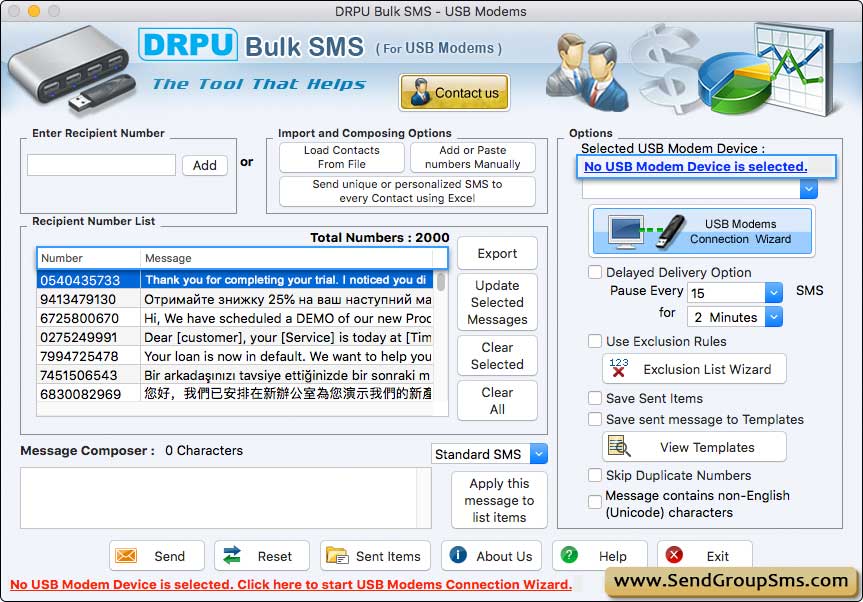 Mac Bulk SMS Software - Multi USB Modem
