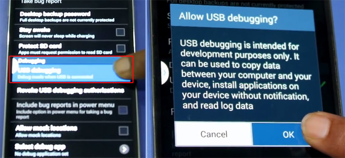 Enable USB debugging mode