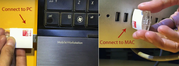 Connect USB iDrive to Windows PC or MAC machine