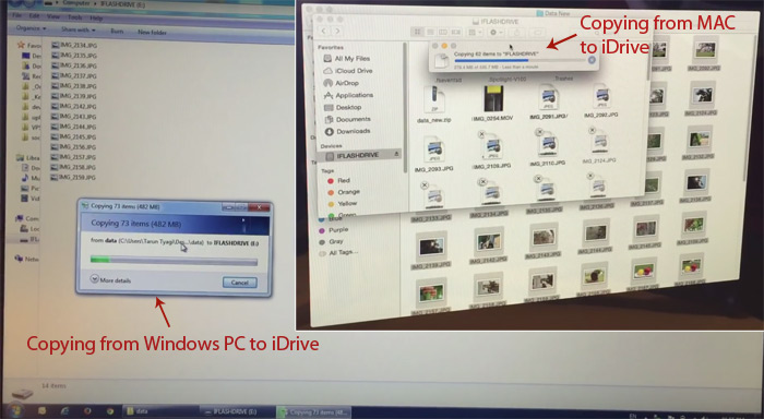Copy data files from MAC or windows computer to iFlashDrive